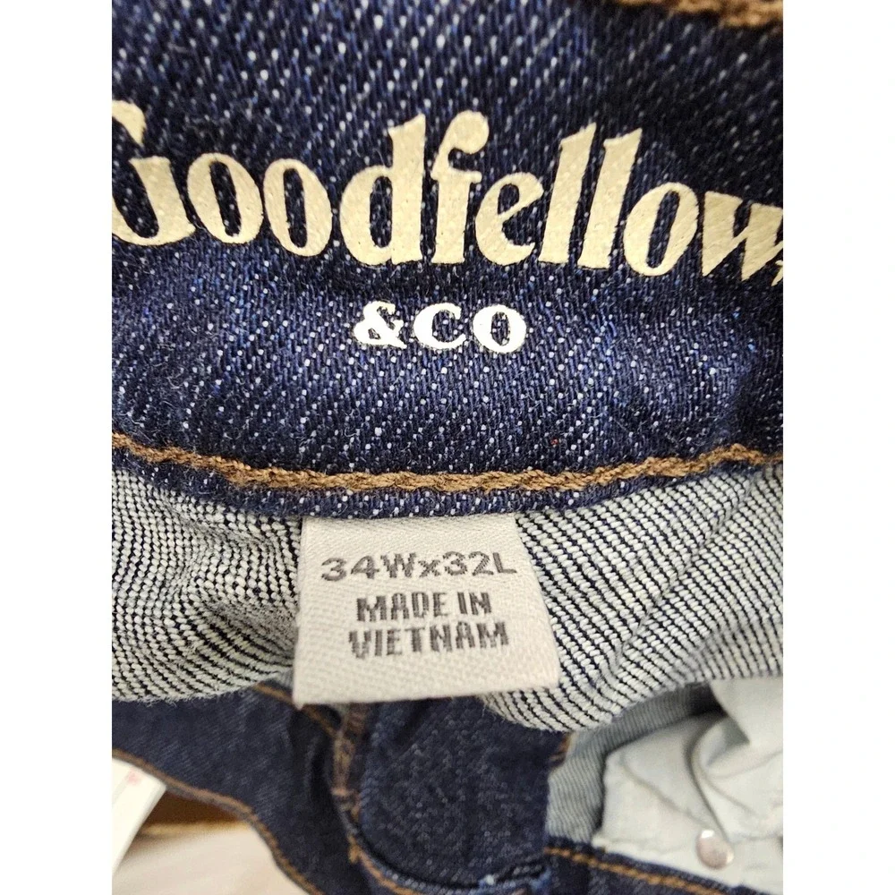 Goodfellow Mens‎ Relaxed Straight Leg Jeans Blue Cotton Blend Casual Size 34x32